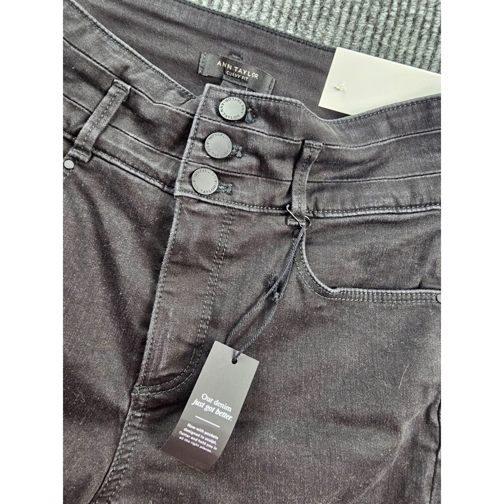 Ann Taylor Black Coated Skinny Jeans High Rise Button Fly Women’s Pant NWT Size4 - Picture 3 of 9